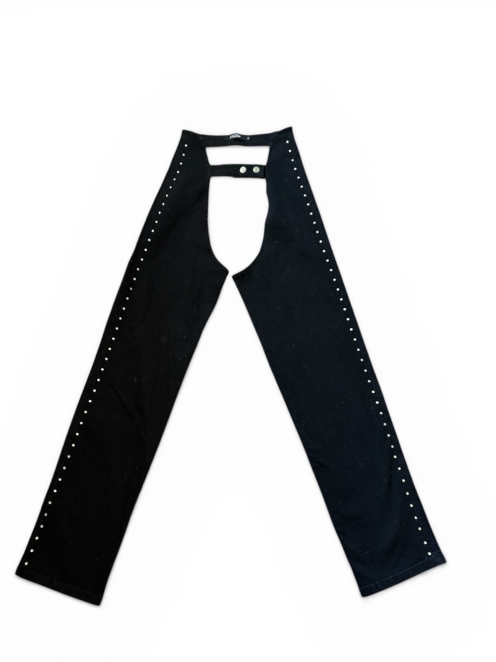 Jaded London.Western Festival Streetwear Black Studded Denim Chaps Sz XS